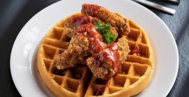 A Heavenly Match!! “Korean Chicken with Garlic Soy Sauce & Waffle” at Café Kantary